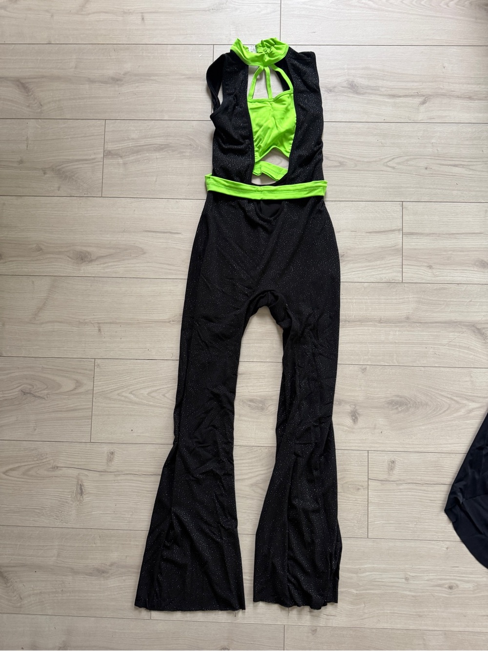 Neon Green & Black Cutout Jumpsuit Jazz Dance Costume